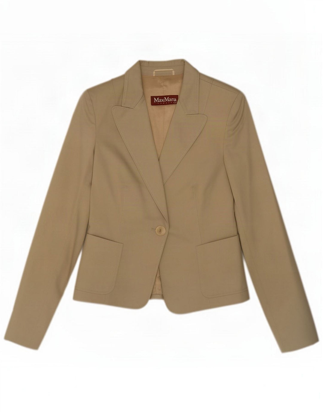 Jaqueta Blazer feminina de 1 botão Max Mara Reino Unido 12 Algodão bege médio