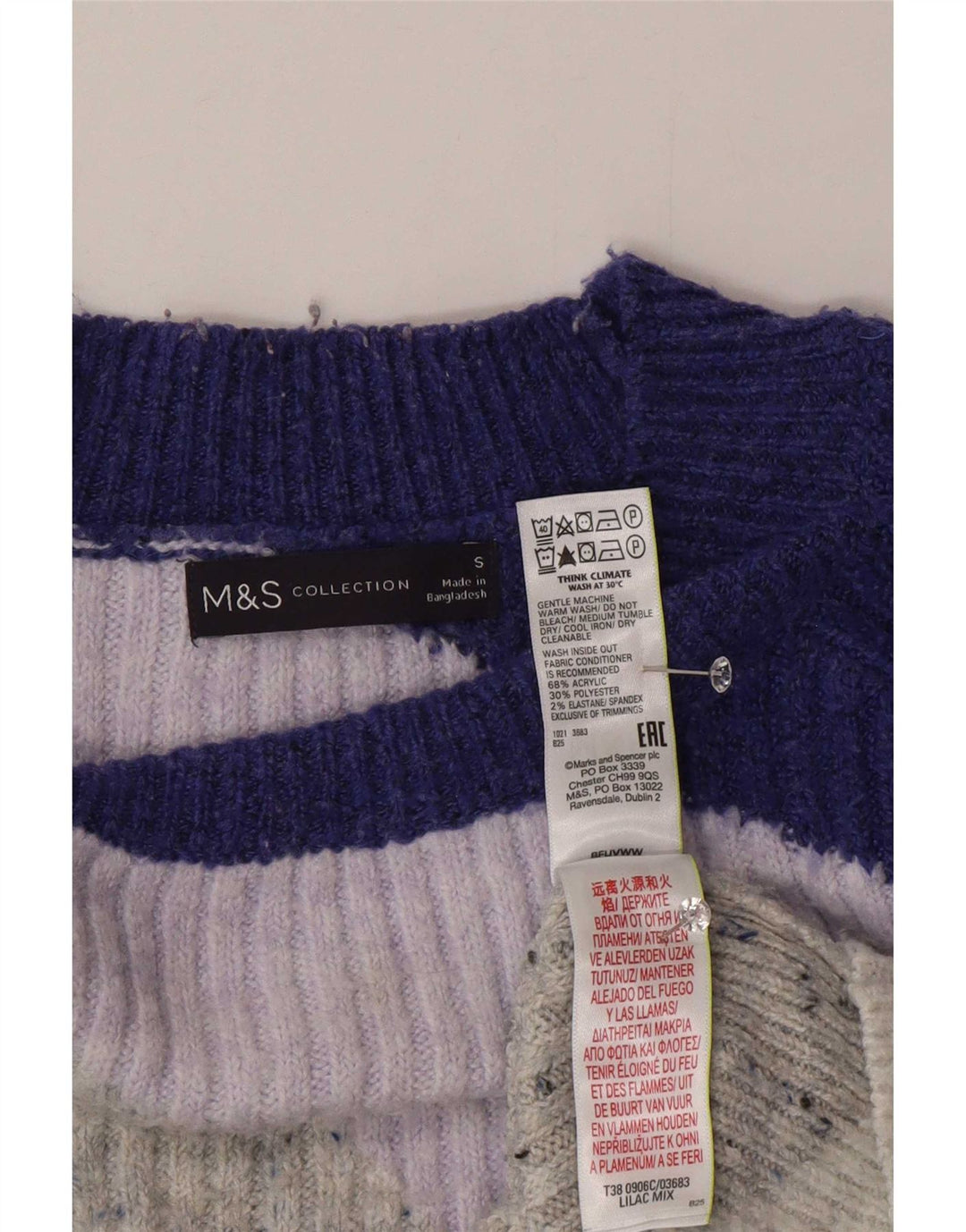 Suéter feminino Marks & Spencer com gola redonda e gola redonda, tamanho pequeno, multicolorido