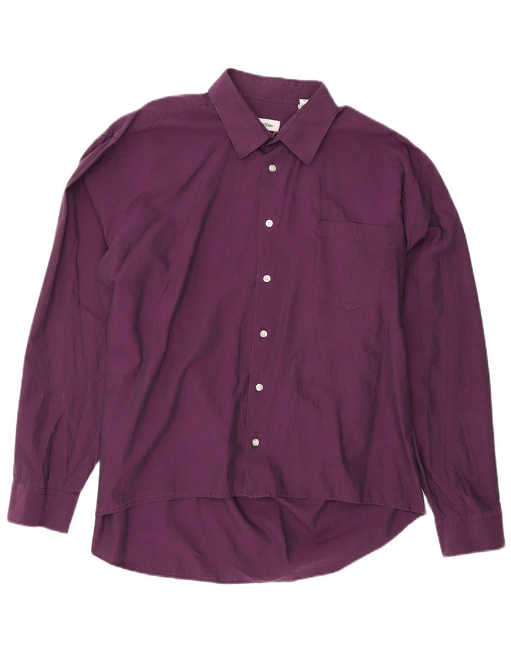 Camisa masculina CALVIN KLEIN Slim Fit tamanho 44 XL algodão roxo