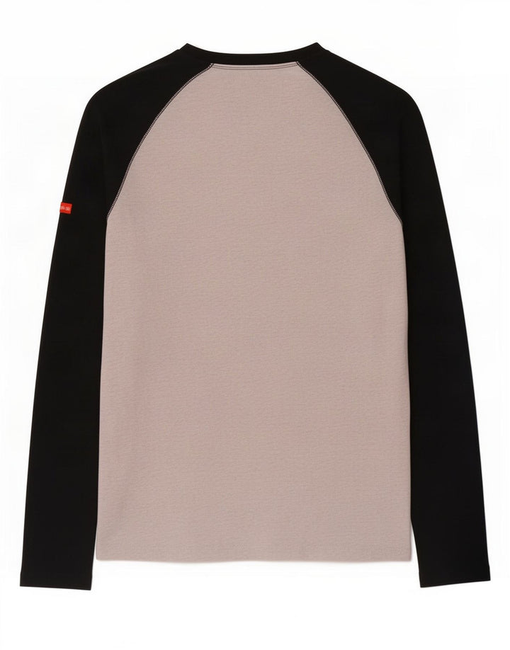 Top masculino Superdry manga comprida cinza médio algodão colorblock