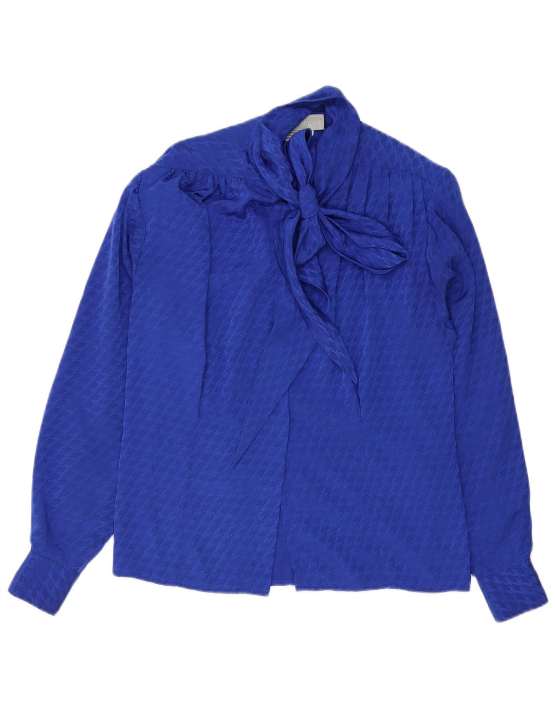 Blusa feminina Evan Picone com gravata frontal EUA 4 pequeno azul houndstooth