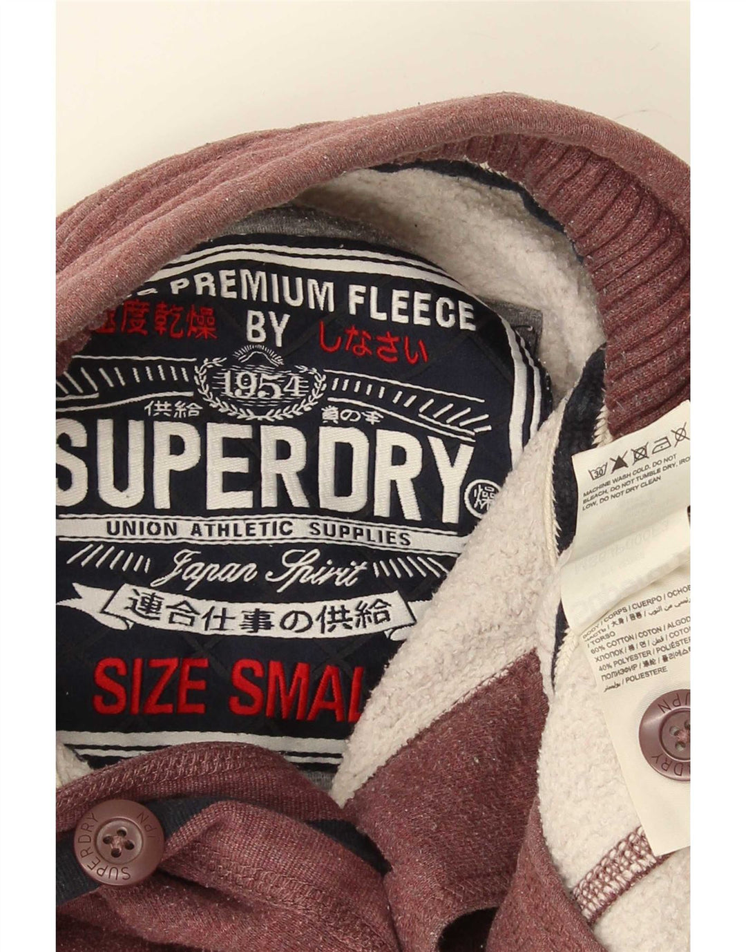 Suéter masculino Superdry com gola redonda e algodão pequeno Borgonha