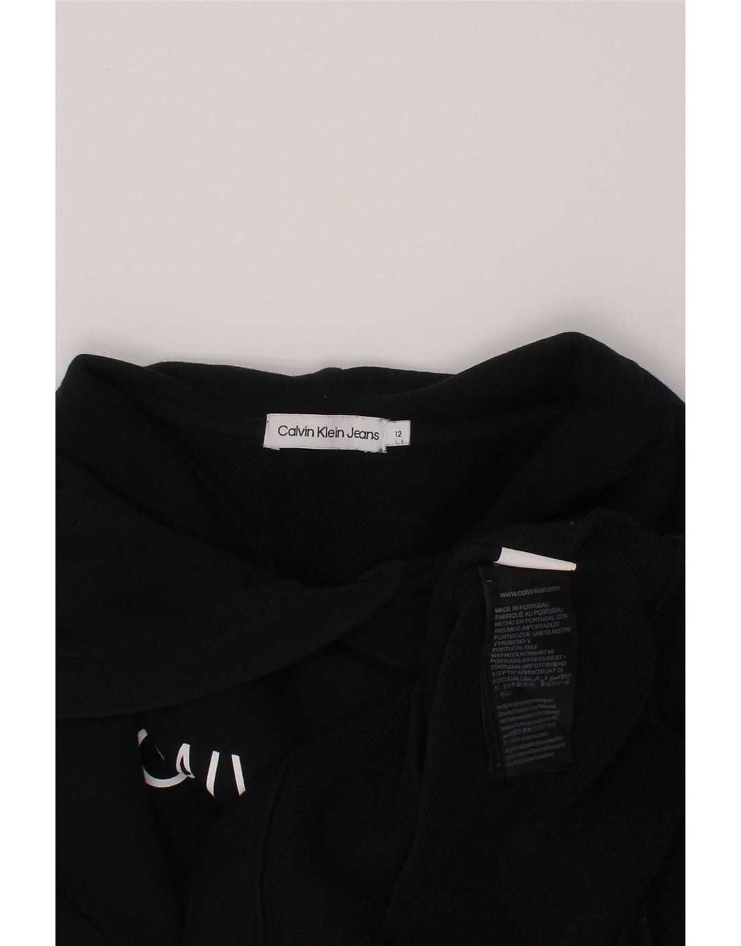 CALVIN KLEIN JEANS Suéter feminino com capuz e estampa gráfica 11-12 anos preto