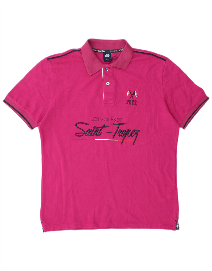 Camisa polo masculina North Sails com estampa gráfica pequena de algodão rosa