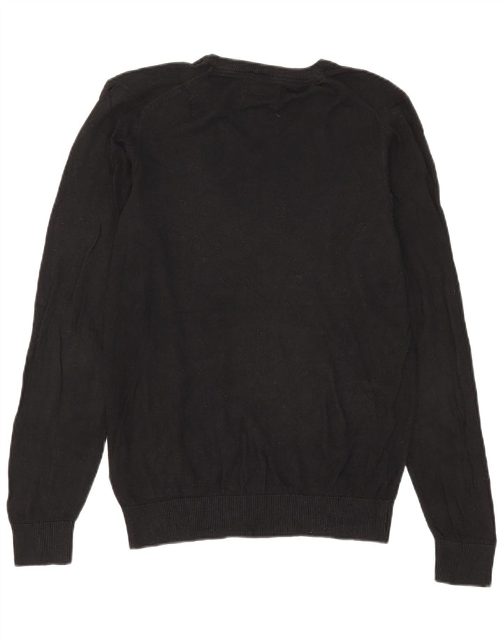 Suéter feminino Marks & Spencer Regular Fit com decote em V Reino Unido 10 pequeno preto