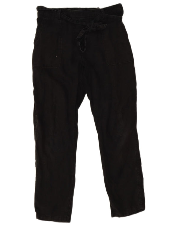 Calça feminina casual justa Marks & Spencer Reino Unido 10 pequena W30 L28 linho preto