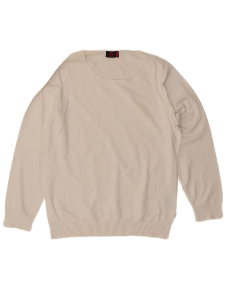 Suéter feminino KAPPA com gola canoa UK 20 2XL algodão branco