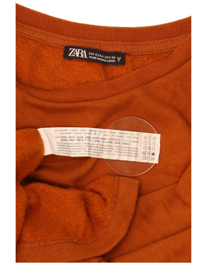 Zara moletom feminino oversized jumper UK 10 pequeno algodão marrom