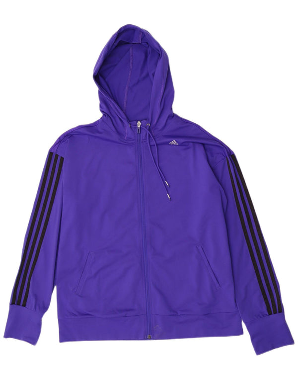 Adidas Womens Climacool Zip Hoodie Sweater UK 20/22 XL Roxo Listrado