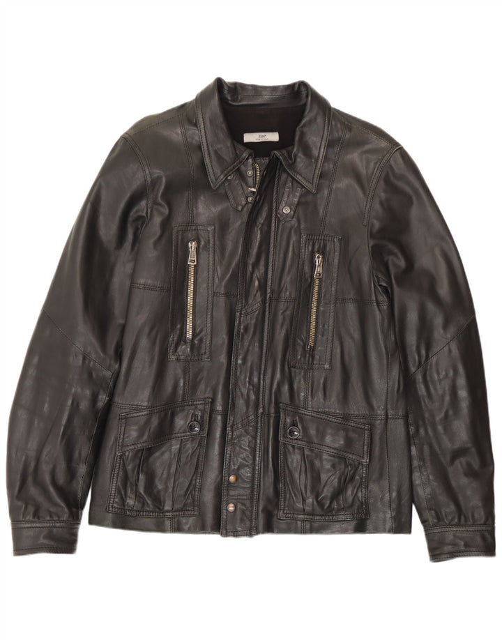 Jaqueta de couro masculina Zen IT 52 grande couro preto