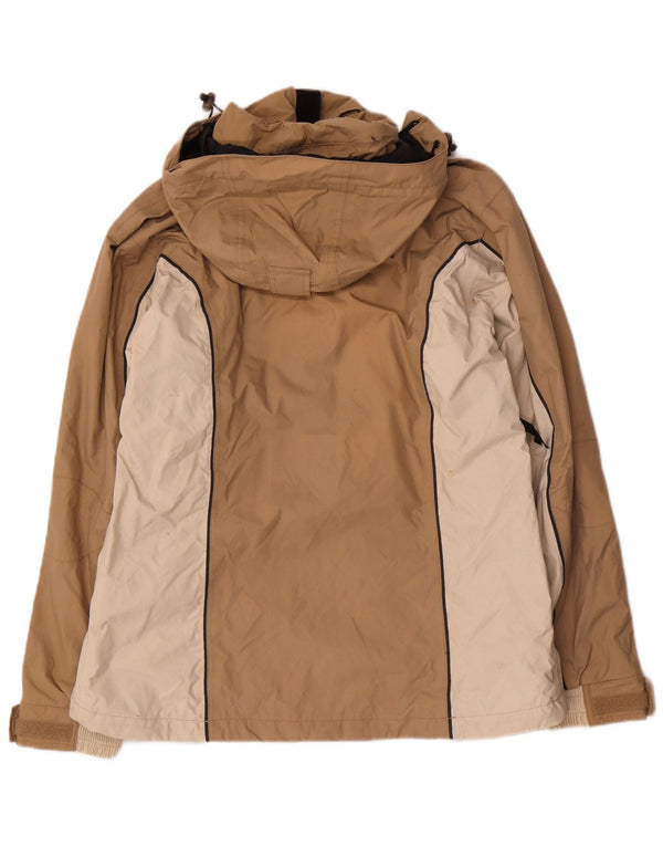 Jaqueta de chuva feminina Helly Hansen com capuz UK 14 Medium Beige Colourblock Nylon