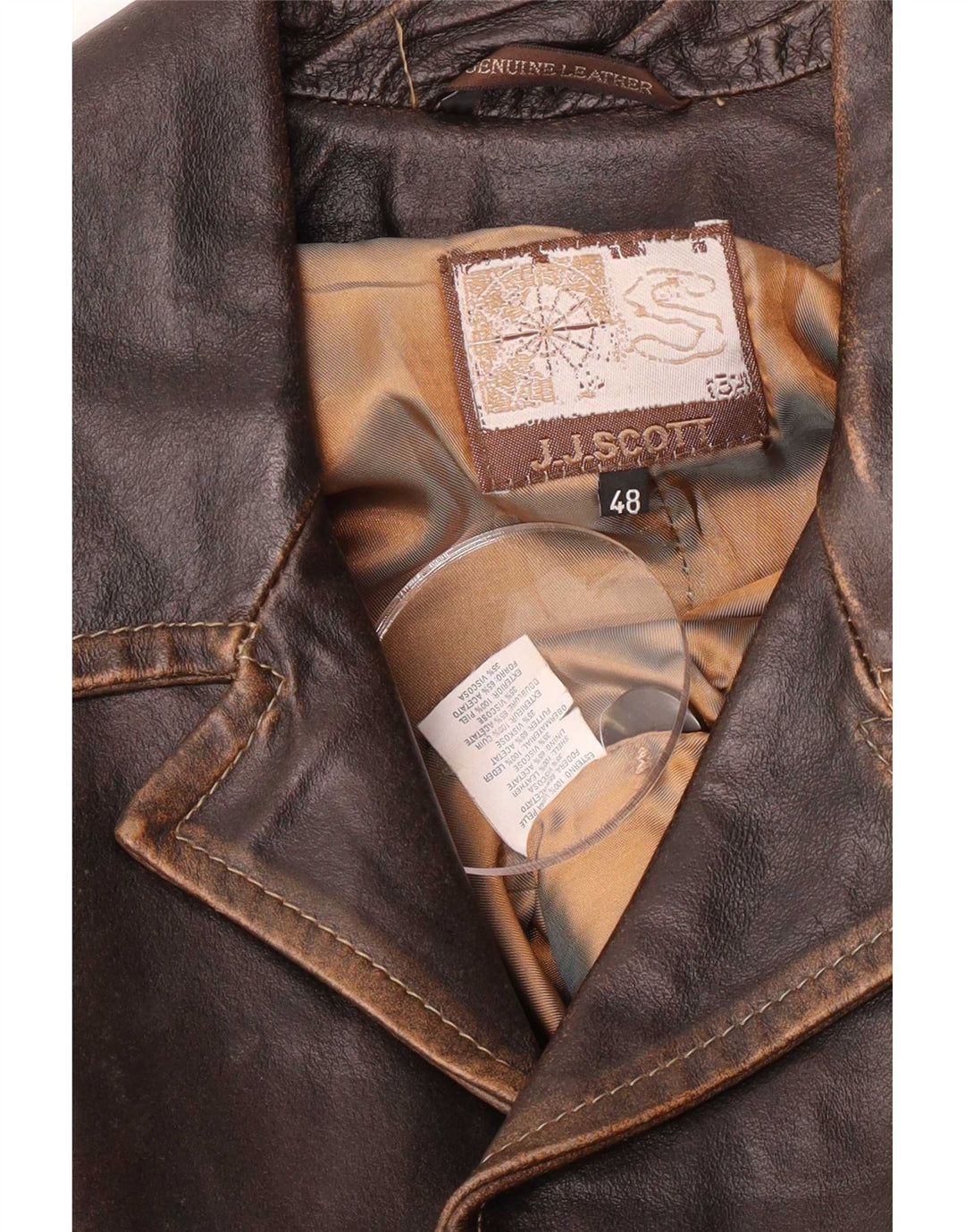 Jaqueta de couro masculina J.J.Scott IT 48 marrom médio
