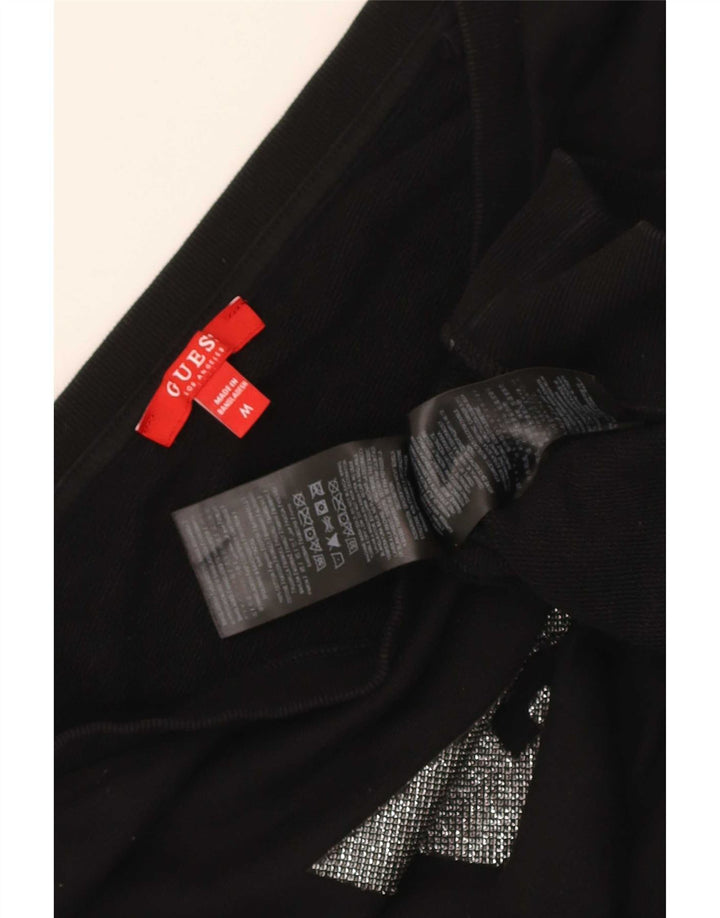 Guess Womens Crop Graphic Moletom Jumper Reino Unido 14 Médio Algodão Preto