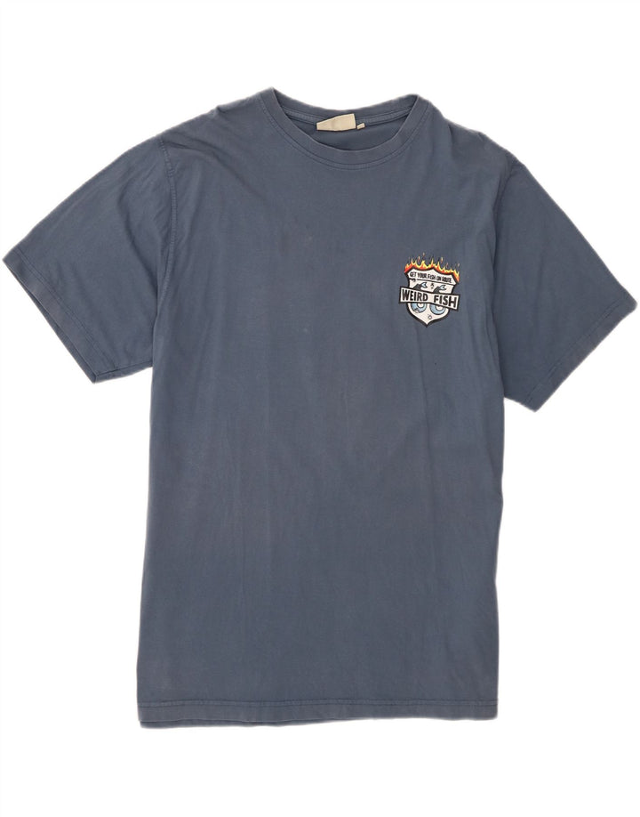 Camiseta gráfica masculina Weird Fish Top XL algodão azul