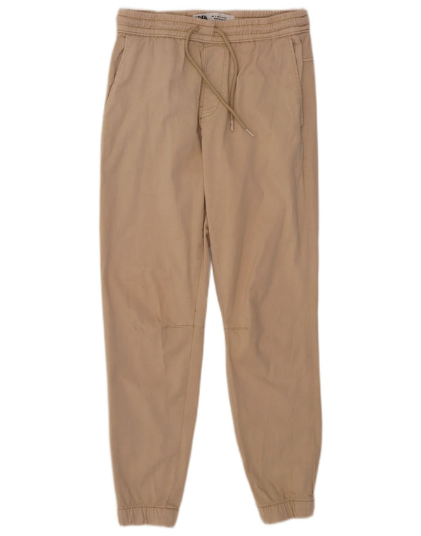 Zara Mens Joggers Calça Casual Pequena W30 L27 Algodão Bege