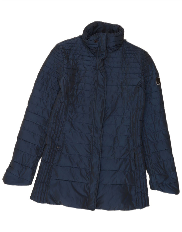 Casaco acolchoado feminino Armani Jeans EU 42 grande poliéster azul marinho