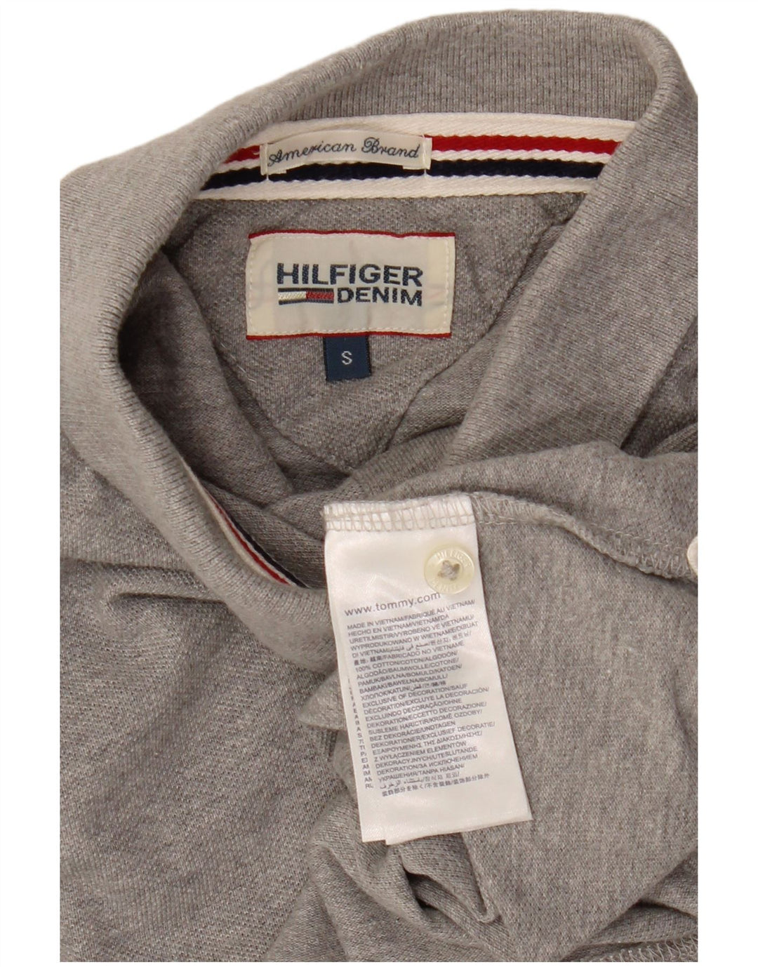 Camisa polo masculina TOMMY HILFIGER pequena algodão cinza