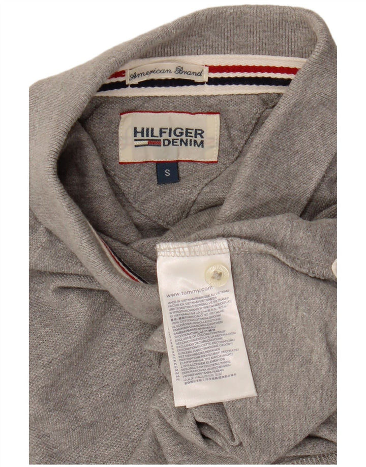 Camisa polo masculina TOMMY HILFIGER pequena algodão cinza