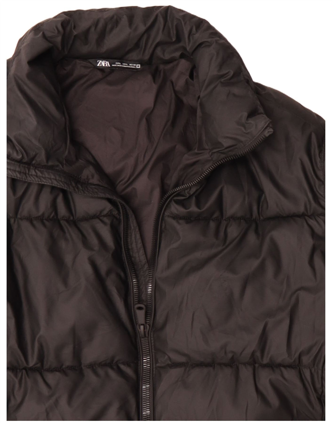 Jaqueta acolchoada masculina Zara UK 40 grande poliéster preto