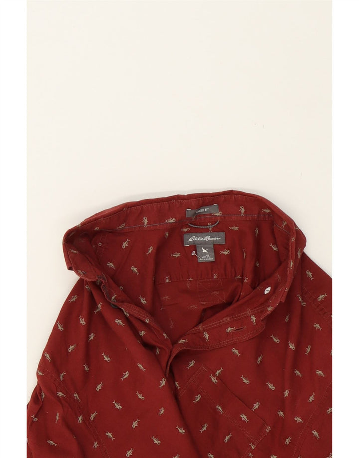 EDDIE BAUER Mens Classic Fit Short Sleeve Shirt Large Burgundy Cotton Vintage Eddie Bauer and Second-Hand Eddie Bauer from Messina Hembry 