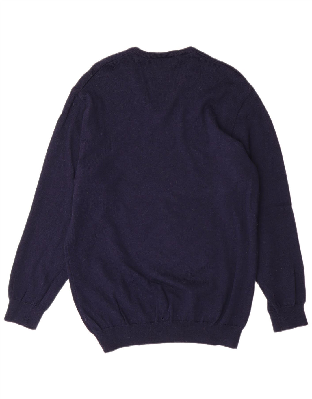 Suéter masculino Lacoste com decote em V tamanho 4 médio azul marinho lã