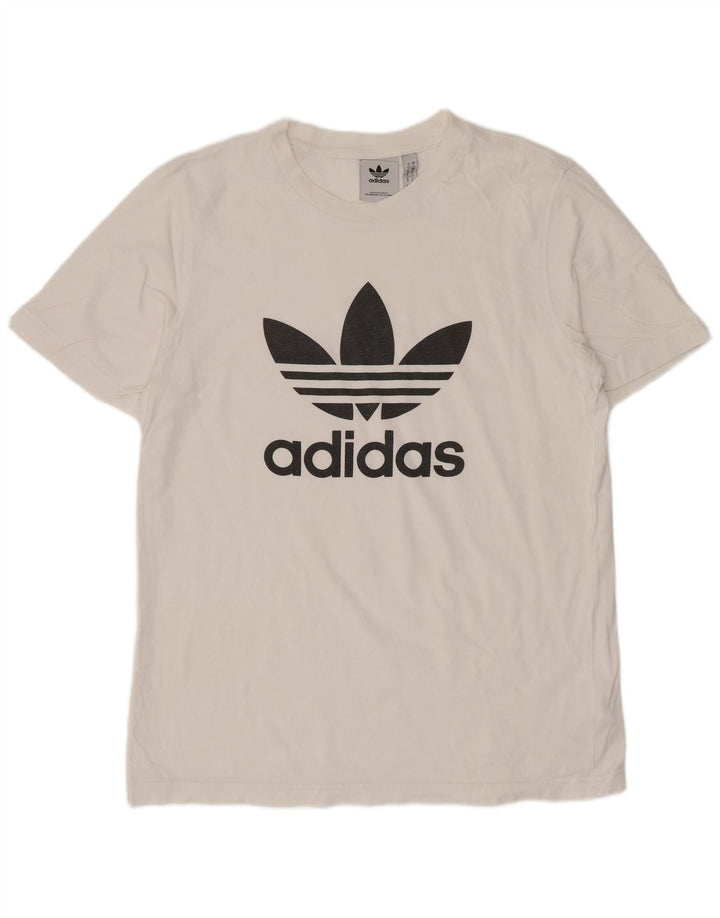 Adidas Mens Graphic T-Shirt Top Pequeno Algodão Branco