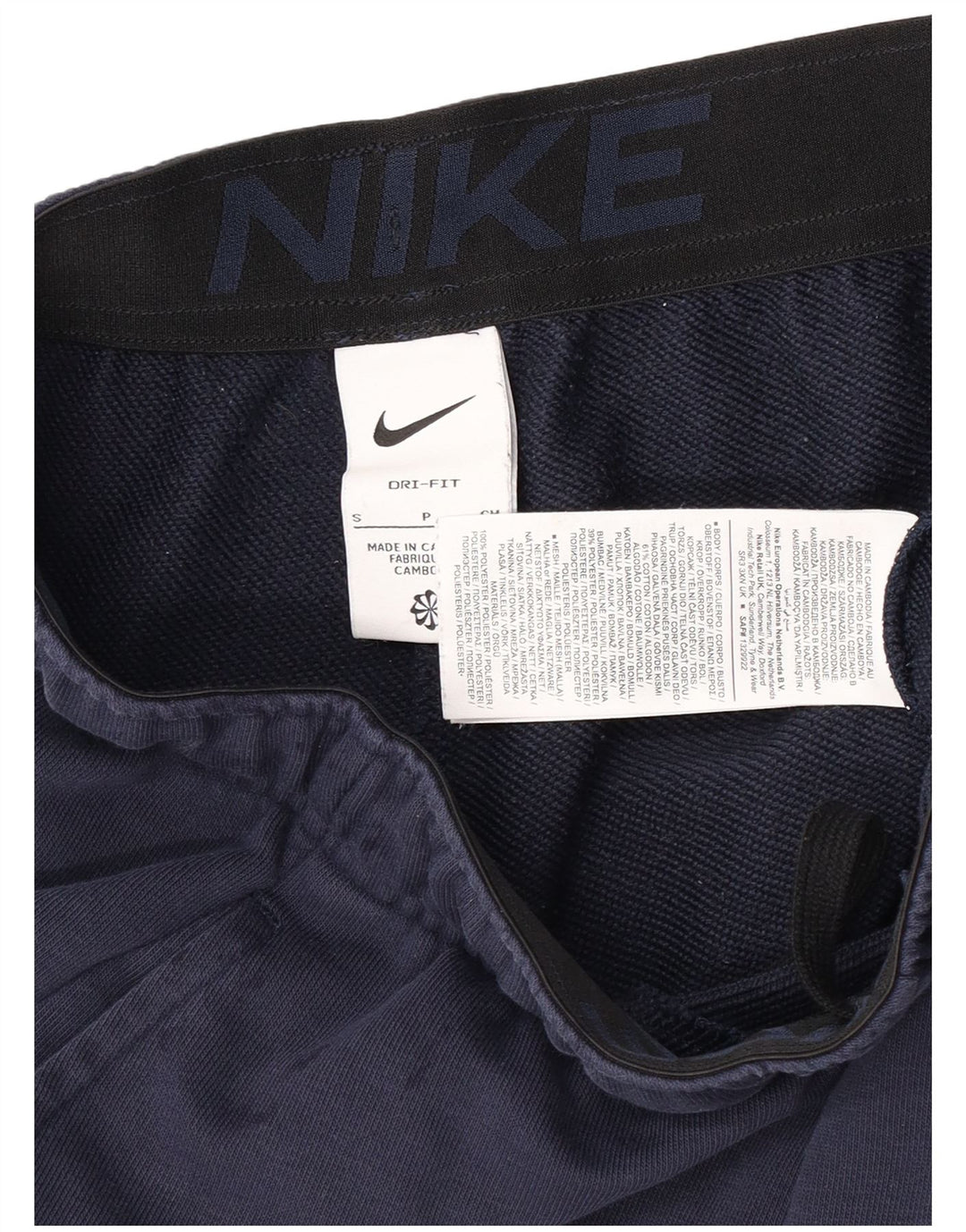 Shorts esportivos masculinos Nike Dri Fit pequenos algodão azul marinho