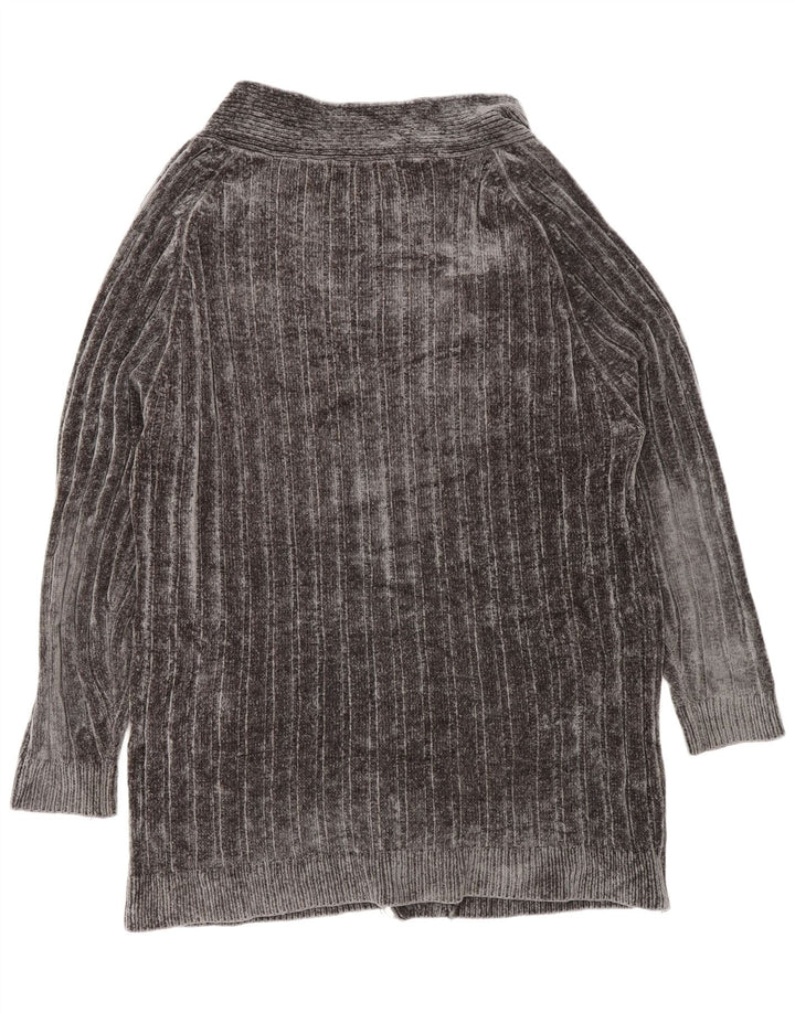 Zara Suéter feminino oversized longline aberto cardigan Reino Unido 14 cinza médio