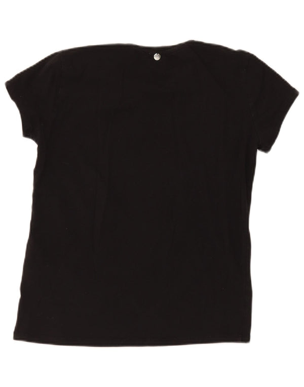 Camiseta feminina Liu Jo com estampa gráfica UK 12 algodão preto médio