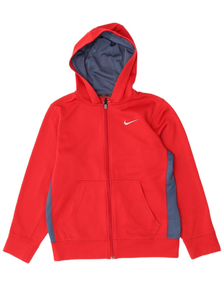 Suéter Nike Boys Zip com capuz 12-13 anos grande vermelho colorblock poliéster