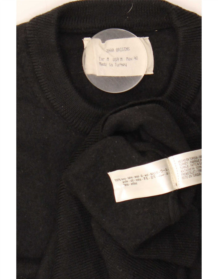 Zara Suéter masculino com gola redonda, lã preta média