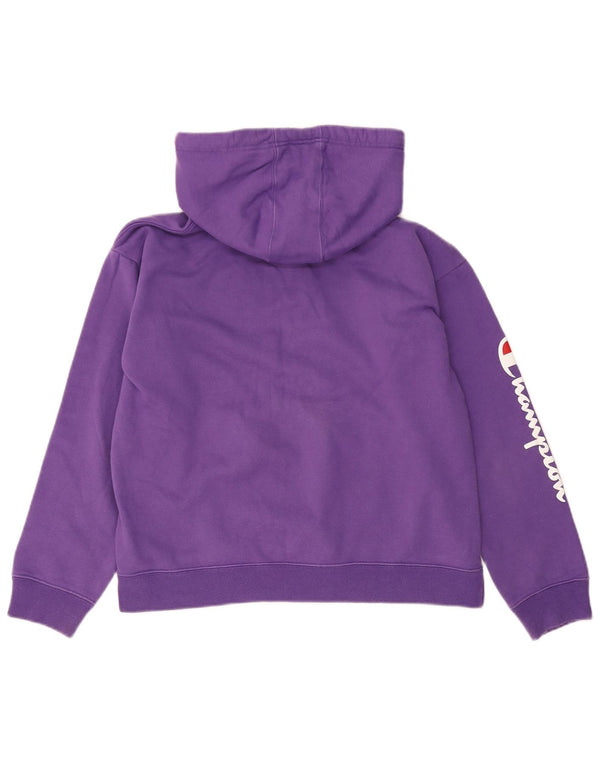 CHAMPION Suéter feminino com capuz grande e gráfico Reino Unido 14 algodão roxo médio