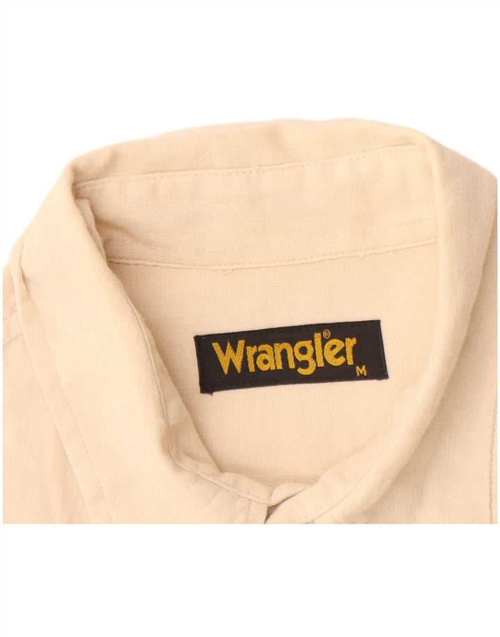 Wrangler Camisa masculina de manga curta linho bege médio