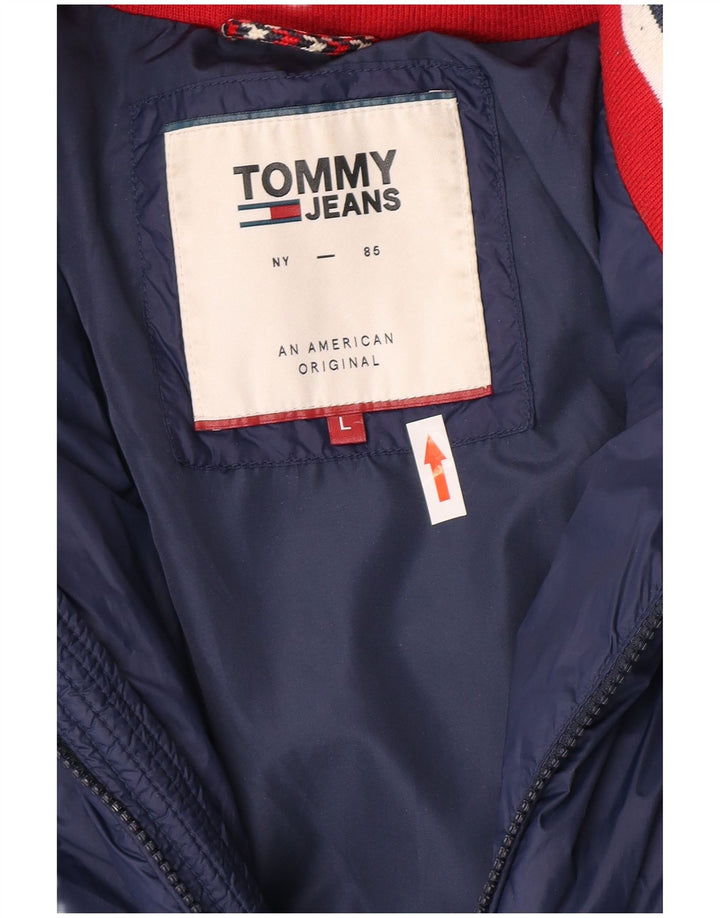 Jaqueta acolchoada masculina Tommy Hilfiger UK 40 grande azul marinho poliamida