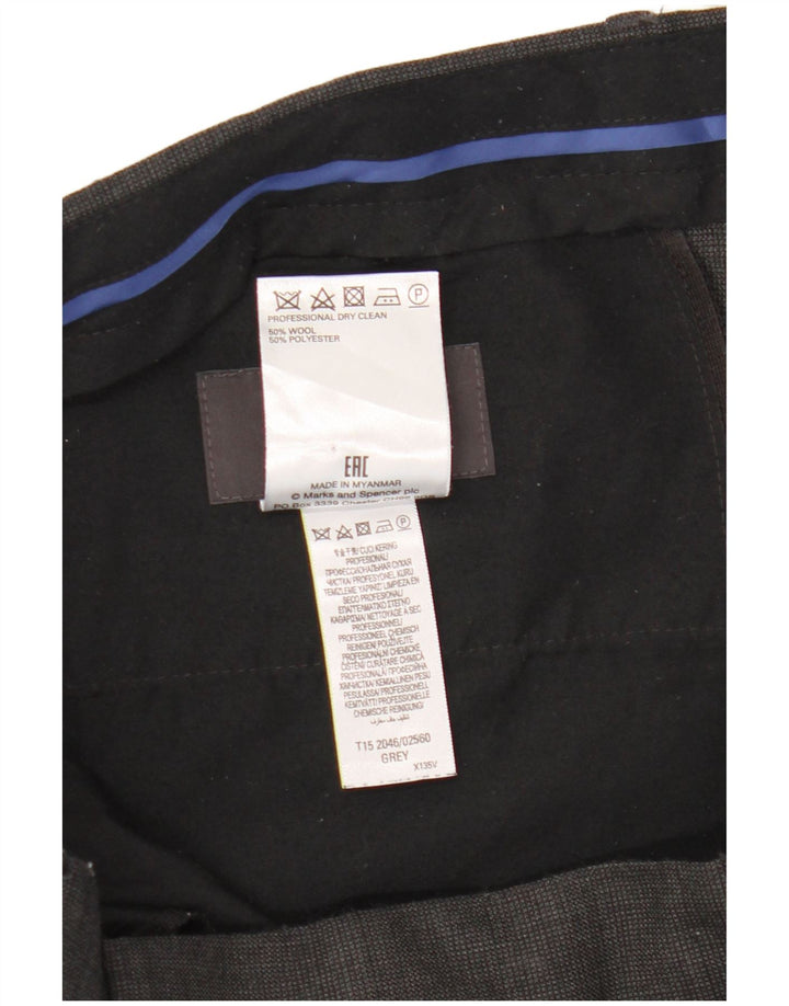 Calça masculina sob medida Marks & Spencer W36 L33 cinza xadrez lã