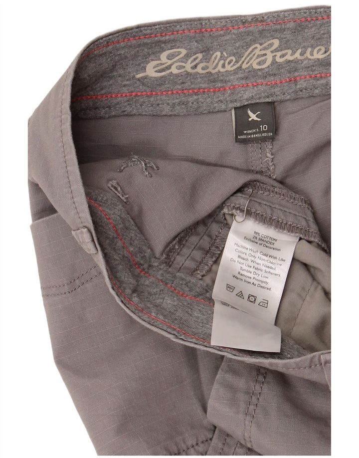 Calças cortadas femininas Eddie Bauer EUA 10 grandes W34 L24 algodão cinza