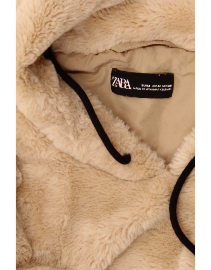 Zara feminino Teddy Bear moletom com capuz superdimensionado Reino Unido 14 poliéster bege médio