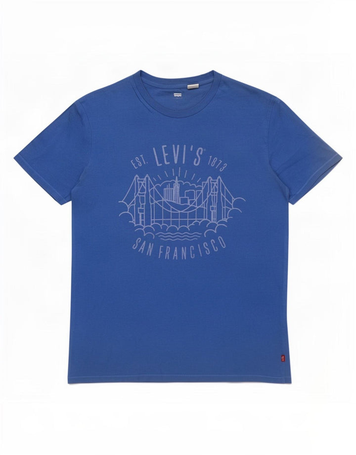 Camiseta masculina gráfica Levi's Top médio azul algodão