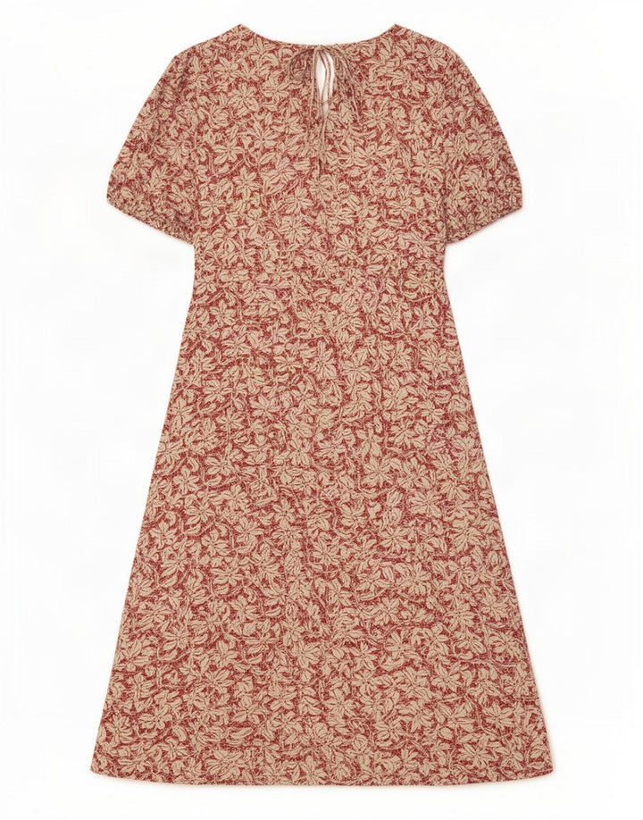 Vestido maxi feminino Marks & Spencer UK 8 pequeno viscose floral vermelho