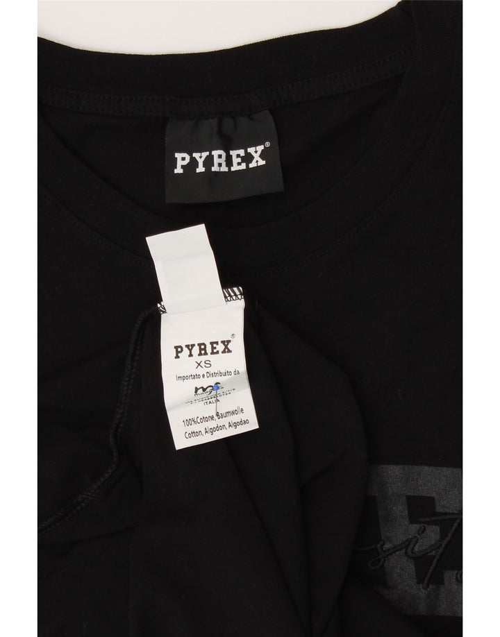 Camiseta gráfica masculina PYREX XS algodão preto