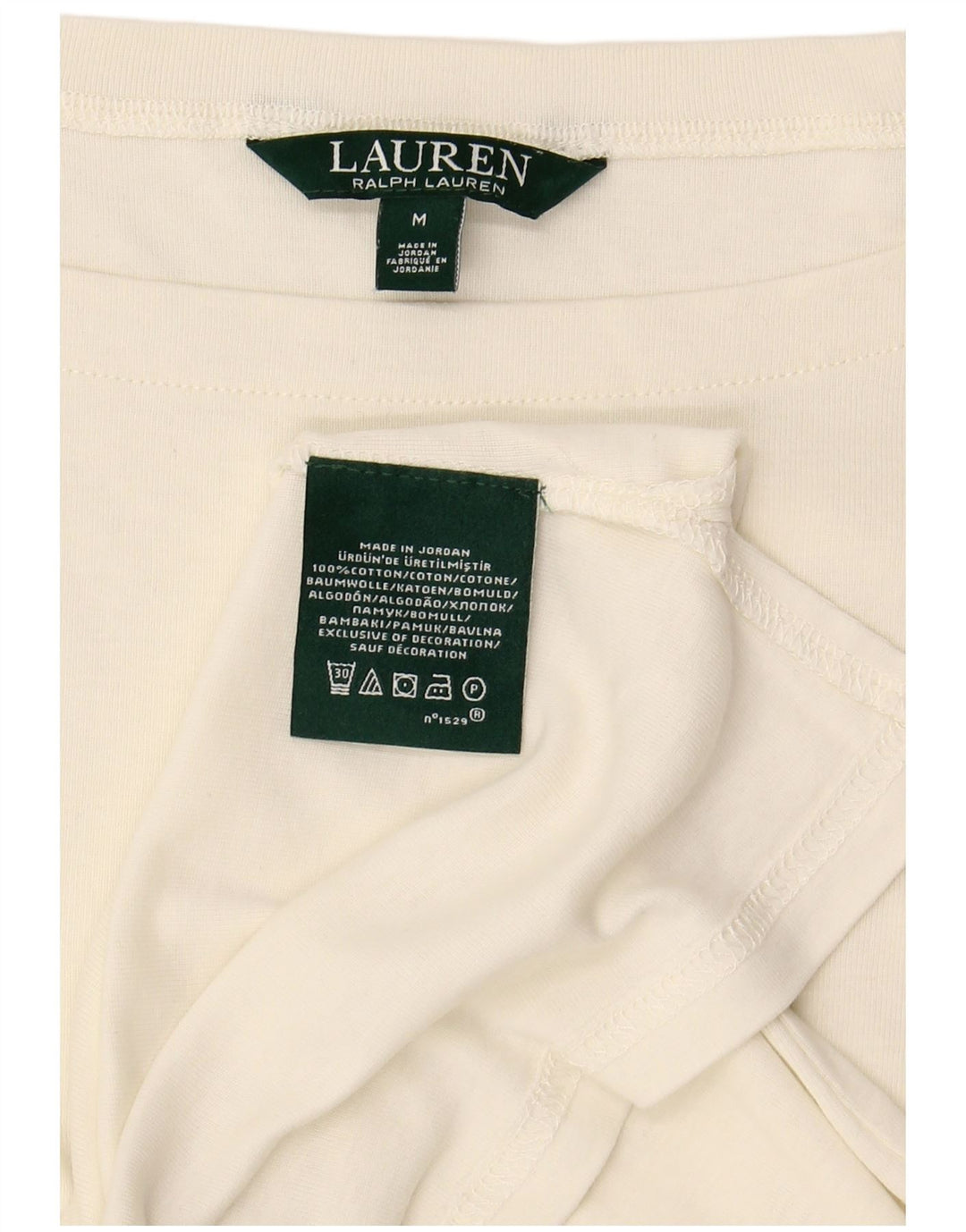 Camiseta feminina RALPH LAUREN UK 12 algodão branco médio