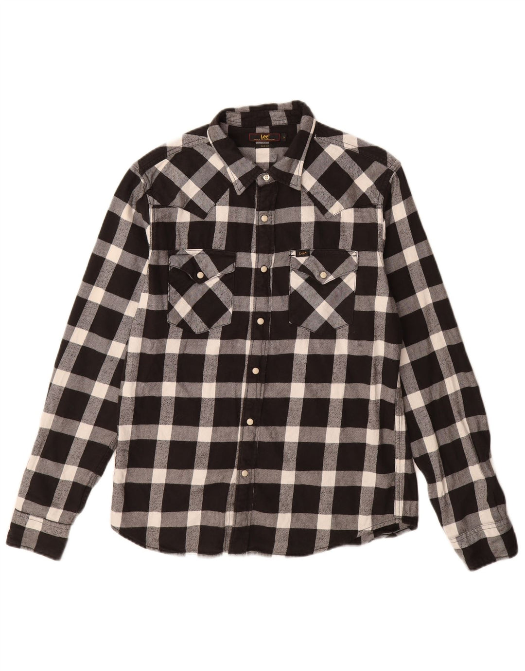 Camisa masculina de flanela slim fit LEE, algodão xadrez preto médio