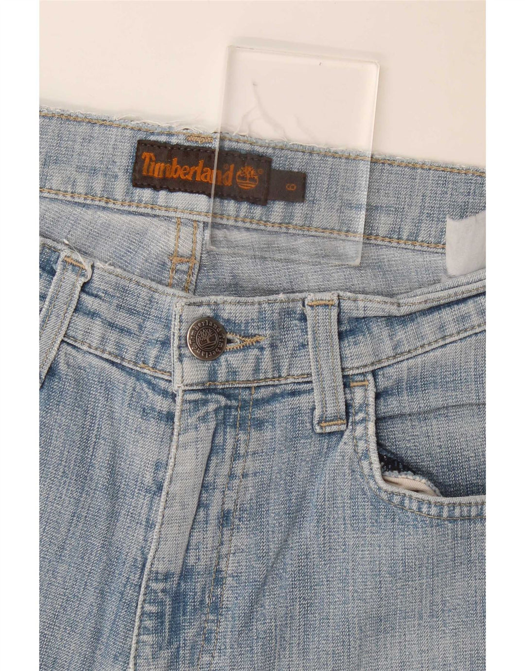 Calça jeans reta feminina Timberland US 6 médio W28 L29 azul