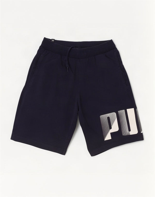 Shorts esportivos masculinos Puma Graphic pequenos algodão azul marinho