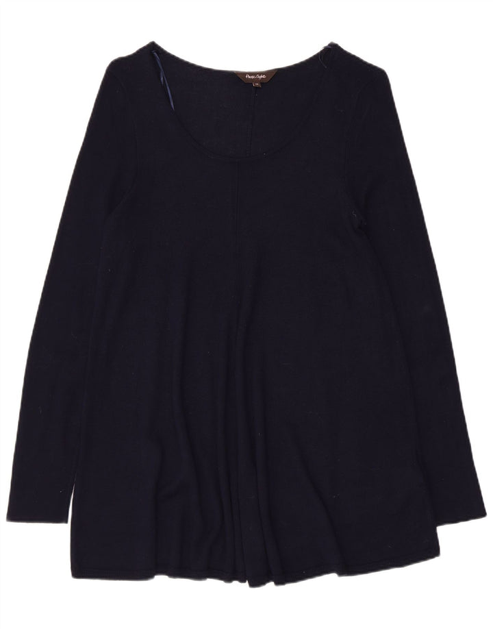 Blusa feminina de manga comprida FASE EIGHT UK 12 viscose azul marinho médio