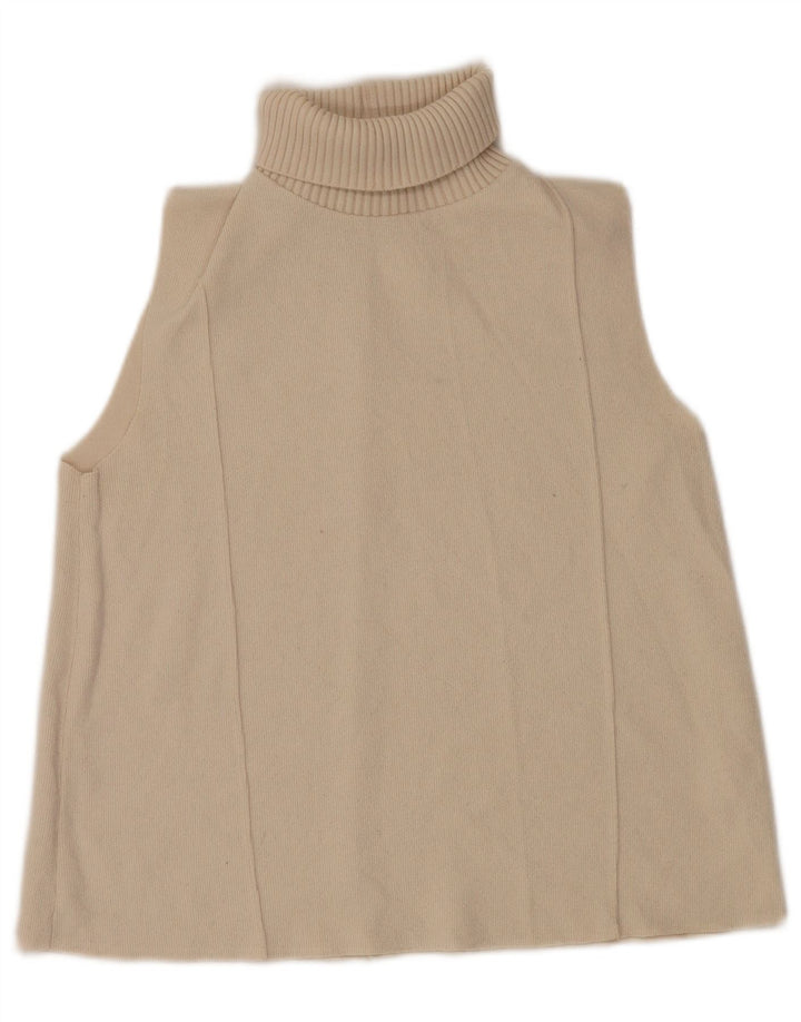 Regata feminina Zara com gola redonda e colete UK 14 médio off white poliéster