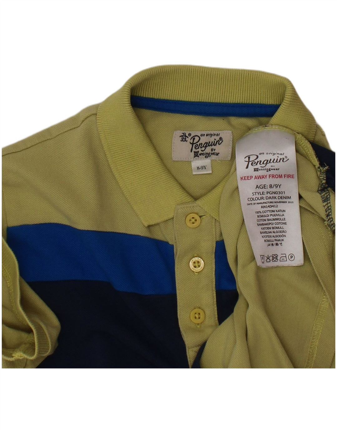 Camisa polo masculina PENGUIN 8-9 anos verde algodão colorblock