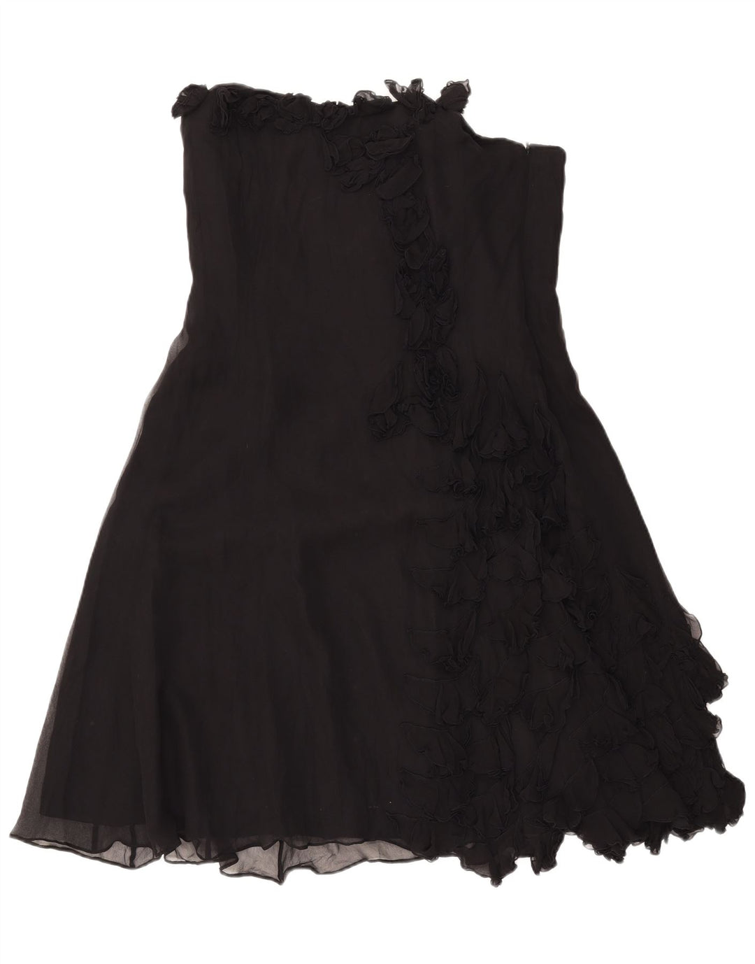 Vestido feminino Coast com babados na frente e sem alças UK 18 XL seda preta
