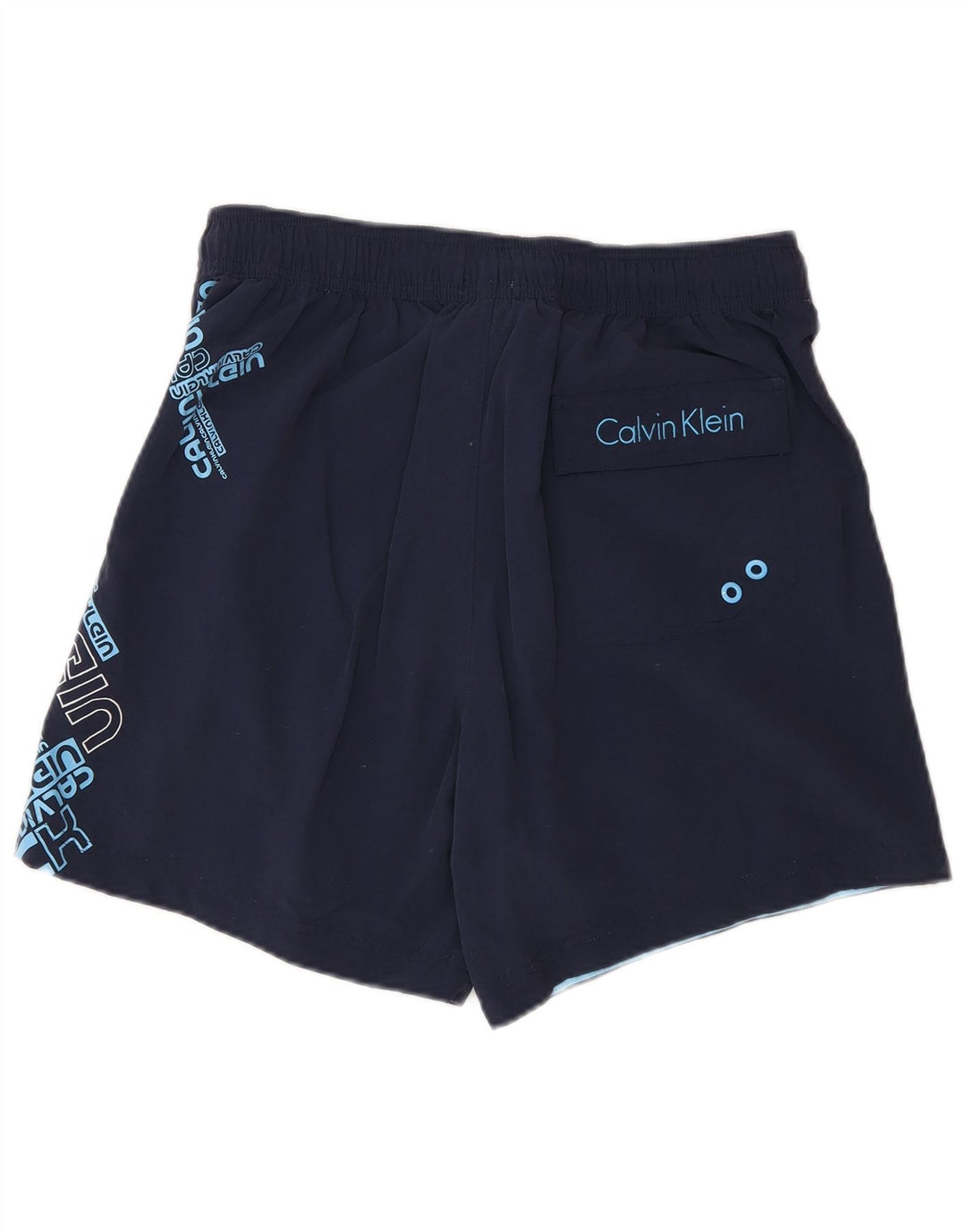 Calvin Klein Shorts de natação masculino gráfico pequeno azul marinho nylon