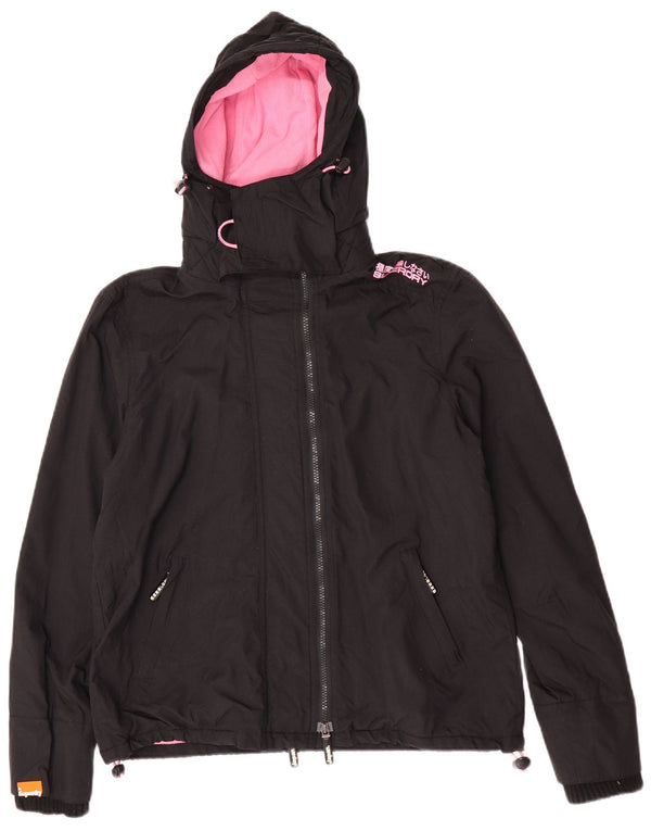 Jaqueta corta-vento com capuz Superdry Womens The Windcheater Reino Unido 18 XL Preto